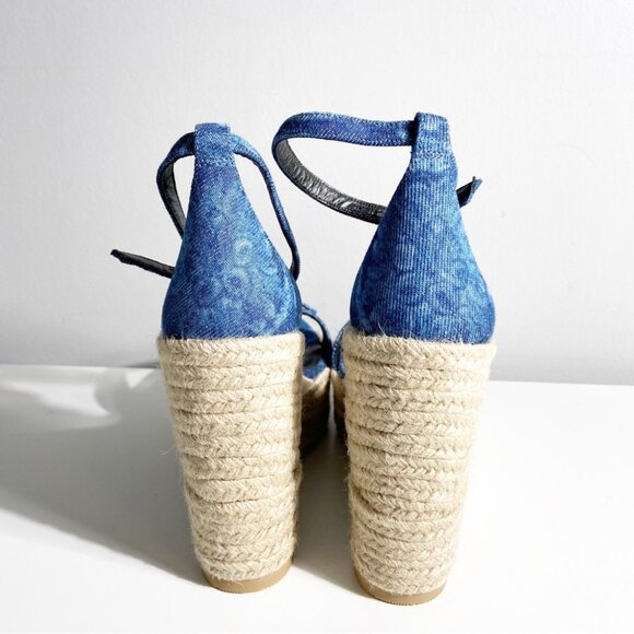 NWT Versace120mm Barocco-denim wedge espadrilles size 38 - Picture 6 of 8
